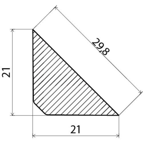 Trekantslist obehandlad furu 21 mm, Löpmeter
