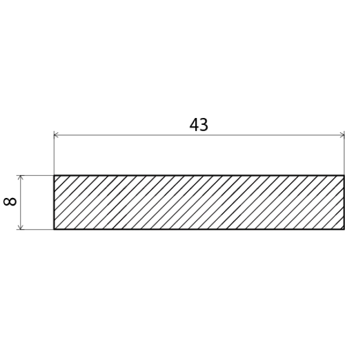 Planhyvlad obehandlad furu 8 mm 8x43 mm, Löpmeter