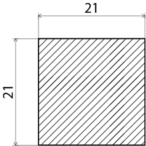 Planhyvlad obehandlad furu 21 mm 21x21 mm, Löpmeter