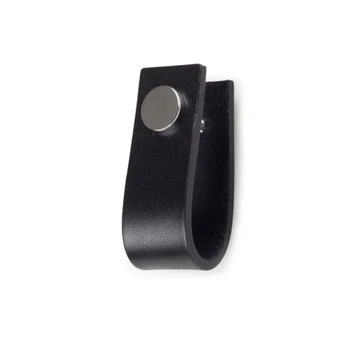 Kökshandtag Svea läder Svart, Krom, 1-pack