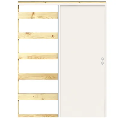 Skjutdörrskarm 96 mm, infälld med regelparti, Vit 8x21