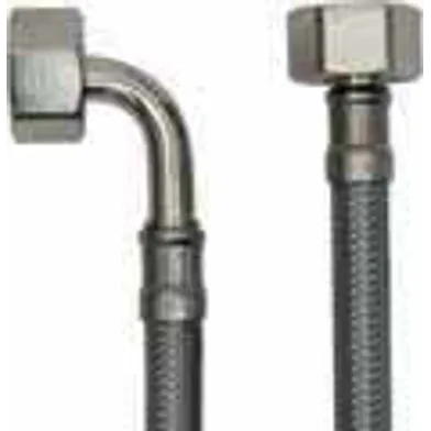 Anslutningsslang rak/vinkel stålomflätad r15xr20, 1500 mm