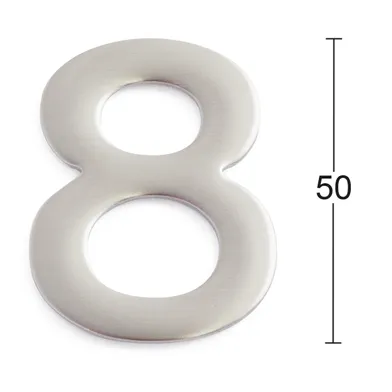 Siffra självhäftande 50 mm Nr 8, Rostfri