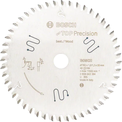Cirkelsågklinga Top Precision Trä 165/20 mm, 48T