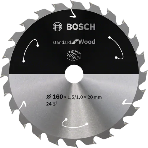 Cirkelsågklinga Standard f. batteridrift, Trä 160/20 mm, 24T