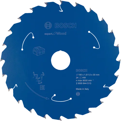 Cirkelsågklinga Expert f. batteridrift, Trä 190/30 mm, 24T