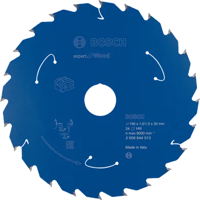 Cirkelsågklinga Expert f. batteridrift, Trä 190/30 mm, 24T