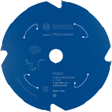 Cirkelsågklinga Expert f. batteridrift, Fibercement 165/20 mm, 4T