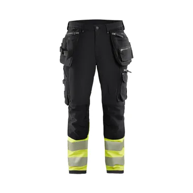 Varselbyxa 4-vägsstretch, Svart/Gul Strl. C50