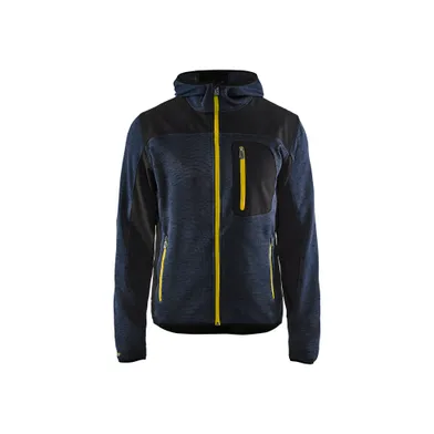 Stickad jacka, Marinblå/Gul Strl XL