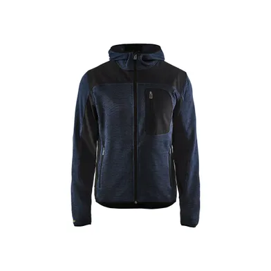 Stickad jacka, Marinblå/Svart Strl. M