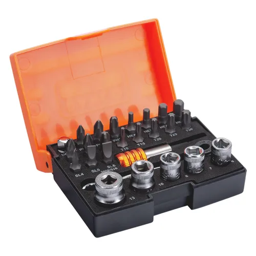 Bits- & hylssats m. spärrnyckel 26 delar