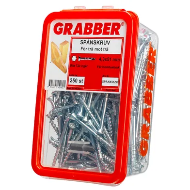 Spånskiveskruv Trä 4,3x51 mm, FZB, 250 st/frp