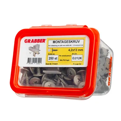 Montageskruv Stål C4 4,2x13 mm, 250 st/frp