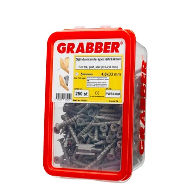 Trallskruv m. borrspets C4 4,8x33 mm, 250 st/frp