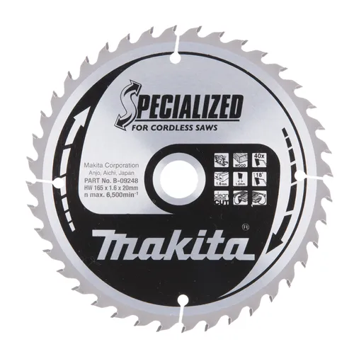 Cirkelsågklinga f. batteridrift, Trä 165/20 mm, 40T, Special