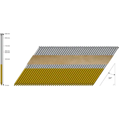 Stomspik 34° Kammad FZV rakbandad 2,8x75 mm, 500 st/frp