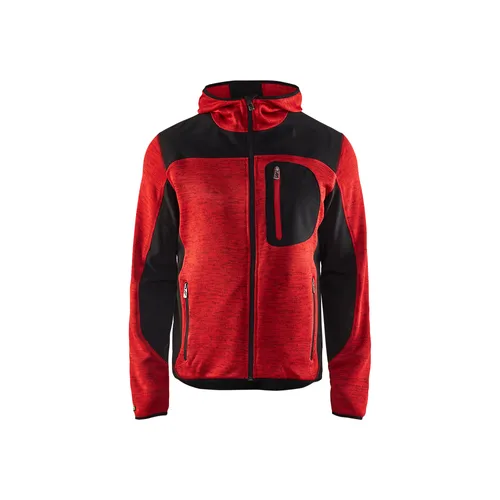 Stickad jacka, Röd/Svart Strl. L