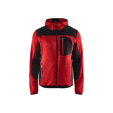 Stickad jacka, Röd/Svart Strl. L