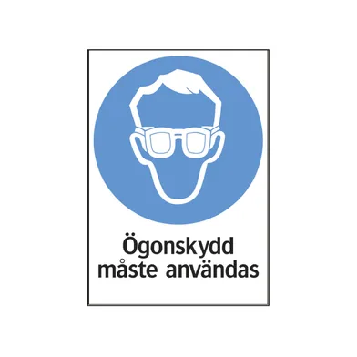 Påbudsskylt Ögonskydd måste användas 210x297 mm