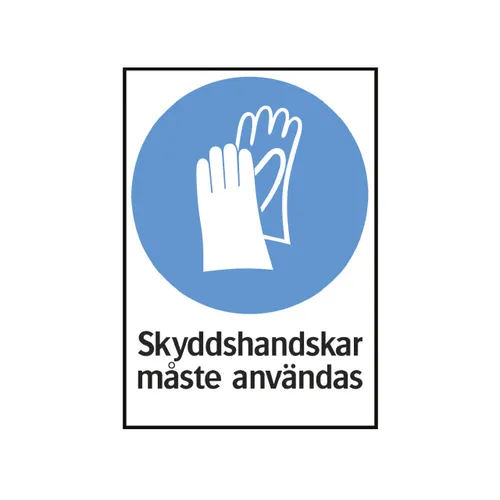 Påbudsskylt Skyddshandskar måste användas 210x297 mm