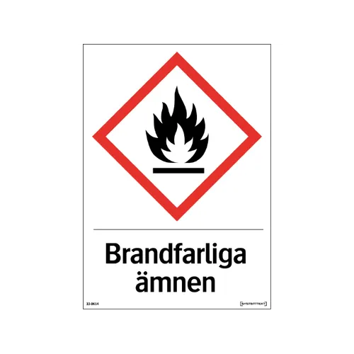 Skylt Brandfarliga ämnen 210x297 mm, 331314