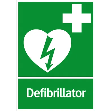 Skylt Defibrillator 210x297 mm, 303514