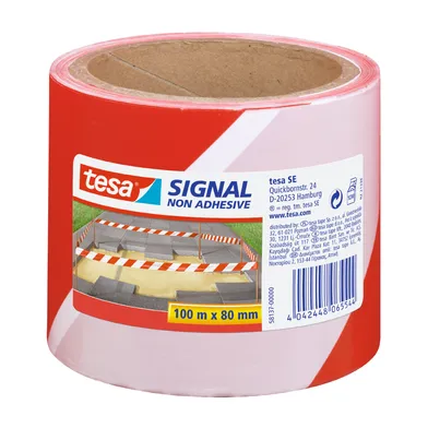 Avspärrningsband 80 mm, 100 m, Röd/Vit