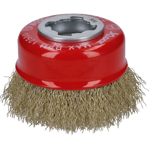 Ståltrådsborst X-LOCK Metall Ø 75 mm, Vågad mässing