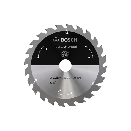 Cirkelsågklinga Standard f. batteridrift, Trä 136/20 mm, 24T