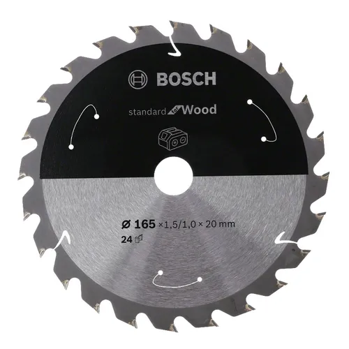Cirkelsågklinga Standard f. batteridrift, Trä 165/20 mm, 24T