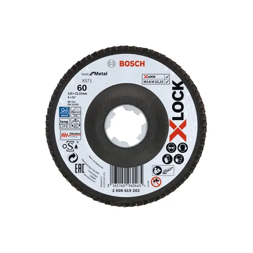 Lamellslipskiva X-Lock, böjd f. Metall 125 mm, K60