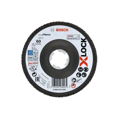 Lamellslipskiva X-Lock, böjd f. Metall 125 mm, K60