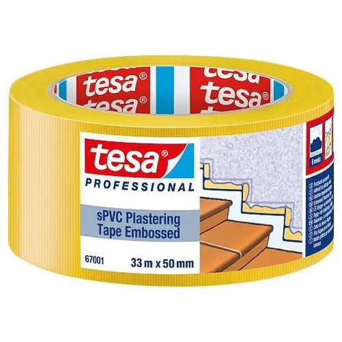 Bygg- och Skyddstejp, Räfflad 50 mm, 33 m, 6 V, Gul