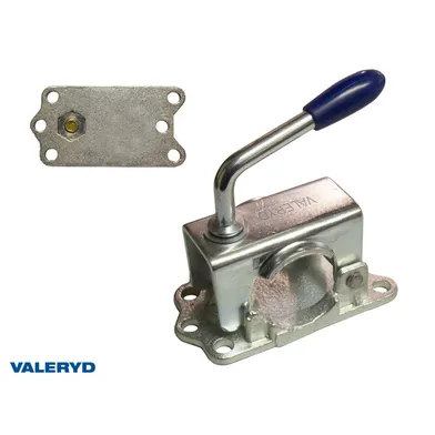 Stödhjulsklämma i plåt/gjutjärn Ø 48 mm, kort vred