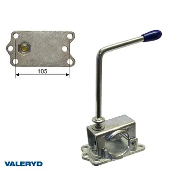 Stödhjulsklämma i plåt/gjutjärn Ø 48 mm, långt vred