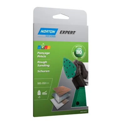 Slipark för multislipmaskiner 102x152 mm, k80, 5-pack