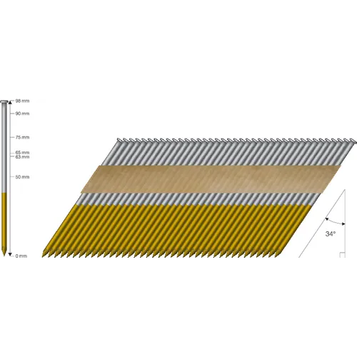 Stomspik 34° Kammad FZV rakbandad 3,1x90 mm, 500 st/frp