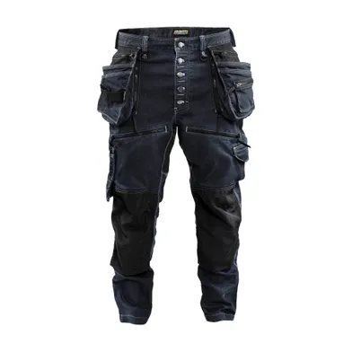 Hantverksbyxa Låg gren Denim m. stretch X1900, Marinblå/Svart Strl. C54