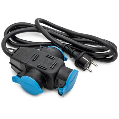 Skarvsladd IP44 3-vägsuttag 3x2,5 mm², 2 m