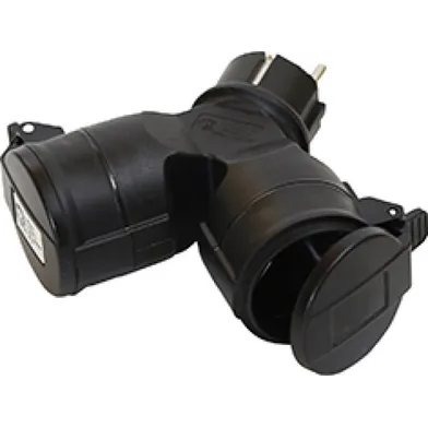 Grenpropp 2-vägs jordad m. lock IP44, Svart