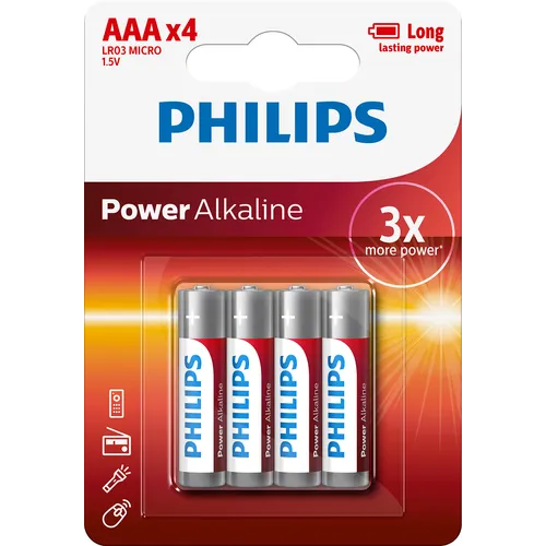 Alkaliska batterier Power AAA/LR03, 4-pack