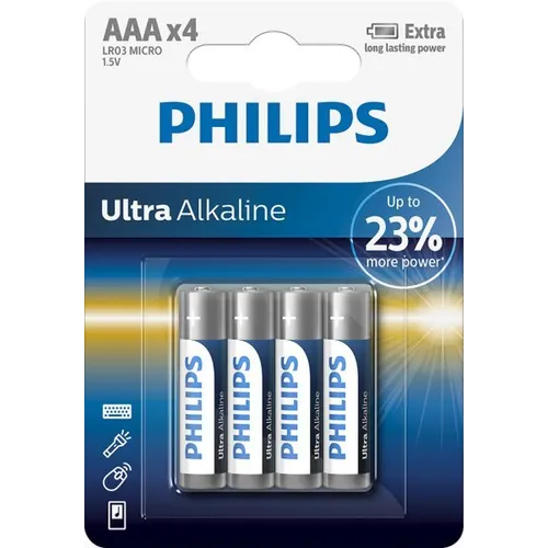 Alkaliska batterier Ultra AAA/LR03, 4-pack