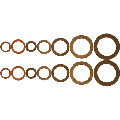 Packningssats, fiber & gummi 2x7 olika storlekar